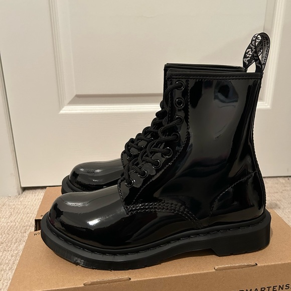SOLD Women's Black Patent Dr.Martens Boots - Picture 4 of 9